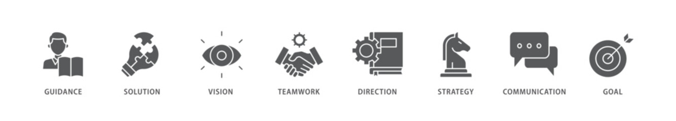 Leadership icon packs for your design digital and printing of vision, skills, confidence, motivation, integrity, empowering icon live stroke and easy to edit 