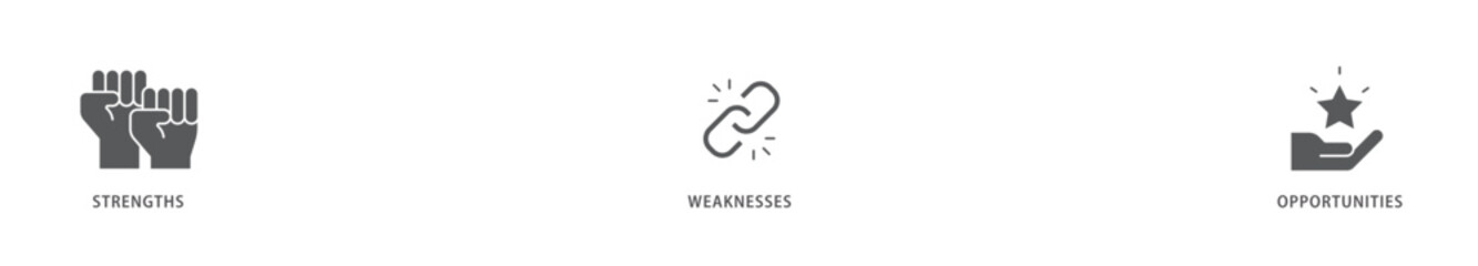 SWOT icon packs for your design digital and printing of value, goal, break chain, low battery, growth, check, minus, and crisis icon live stroke and easy to edit 