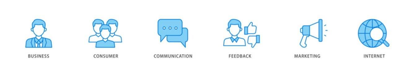 B2C icon packs for your design digital and printing of  business, consumer, communications, feedback, marketing, and internet  icon live stroke and easy to edit 