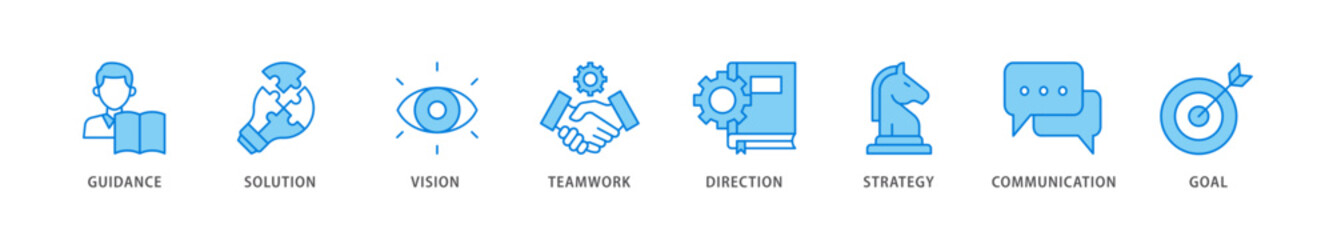 Leadership icon packs for your design digital and printing of vision, skills, confidence, motivation, integrity, empowering icon live stroke and easy to edit 