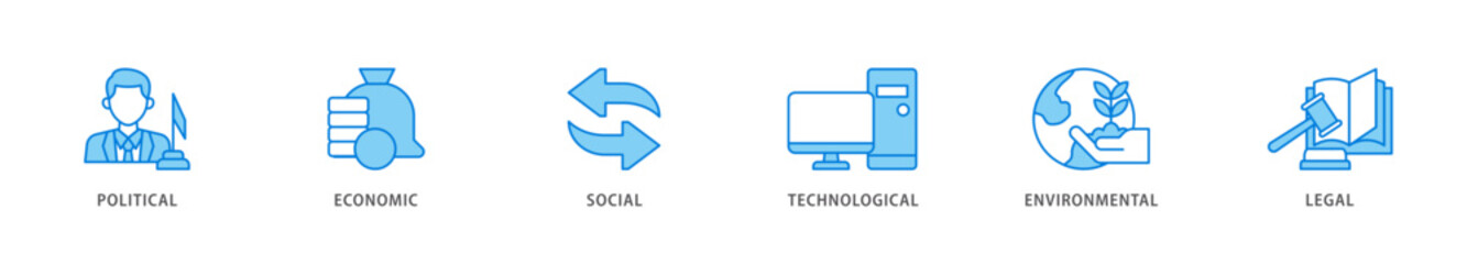 Pestel icon packs for your design digital and printing of governance, finance, network, automation, ecology, law statement icon live stroke and easy to edit 