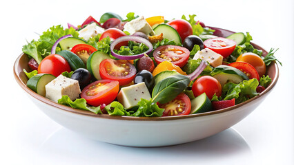 Salad in a deep bowl, fresh, healthy vegetables tastily prepared and deliciously served