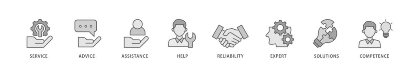 Support icon packs for your design digital and printing of service, advice, assistance, help, reliability, expert, solutions and competence icon live stroke and easy to edit 