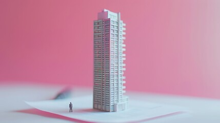 高層ビルとミニチュア人間,Generative AI AI画像