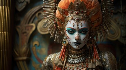 Ornate Theatrical Costume and Makeup