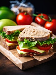 Delicious vegetable sandwich with fresh ingredients