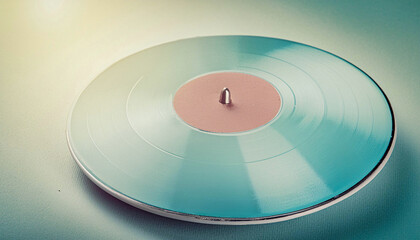 Nostalgic background with vinyl record and retro color, side view