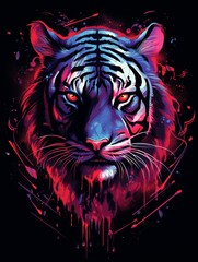 Sci-Fi Anime Tiger with Dark Red Details
