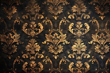 Black background with gold ornament, Generative Ai