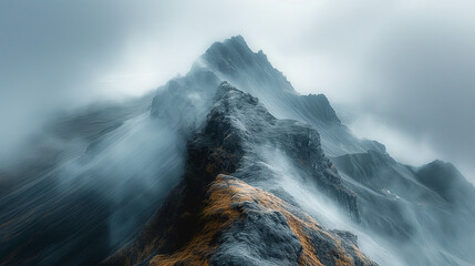 mountain in the fog