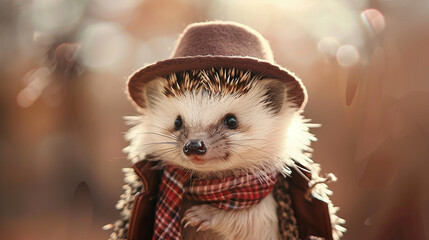 Cute and Couture, Trendy Hedgehog Showing Off Its Outfit. Generative Ai