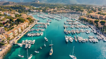 Aerial view, marina of Santa Ponsa, Calvia region, Mallorca, Balearic Islands, Spain