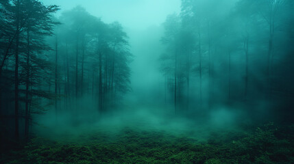 Naklejka premium fog in the forest