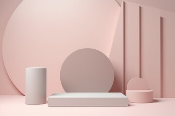 Abstract image of geometric shapes with a pink monochromatic color scheme.