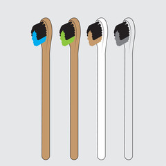 Wooden Bamboo Tooth Brush Illustration Drawing Hand Drawn