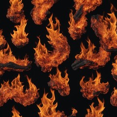 Burning and smoldering coals close-up