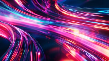 Colorful motion elements with neon led illumination. Abstract futuristic background. 