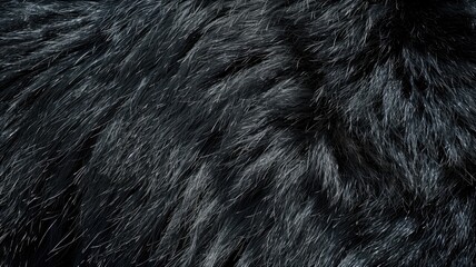 Close-up of dense, textured black animal fur