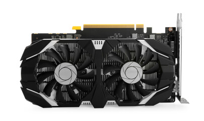 One computer graphics card isolated on white