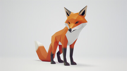 Low poly fox with white background