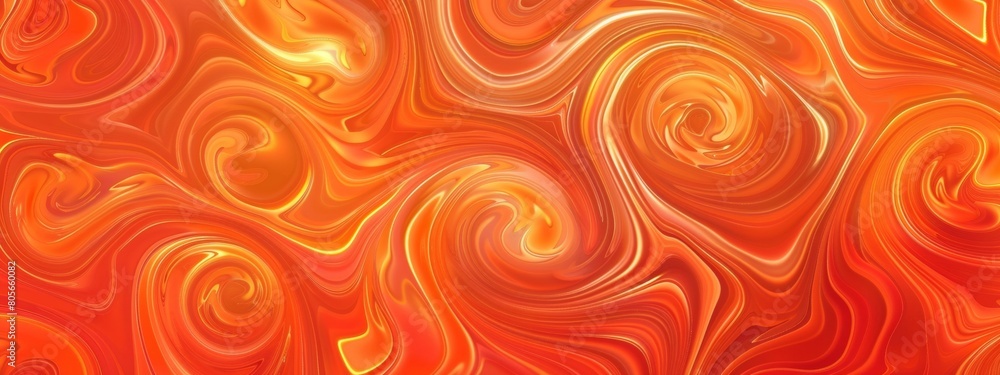 Poster a background of orange and red, featuring swirling patterns reminiscent of lava flow in an abstract 