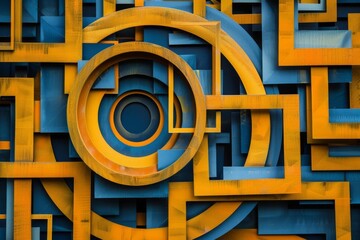 A geometric illusion where overlapping circles and squares form infinite loops, like a neverending path