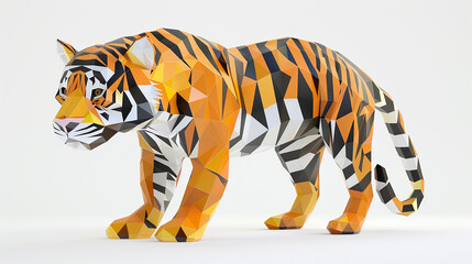 3D unreal low-poly animal model a cartoonish tiger