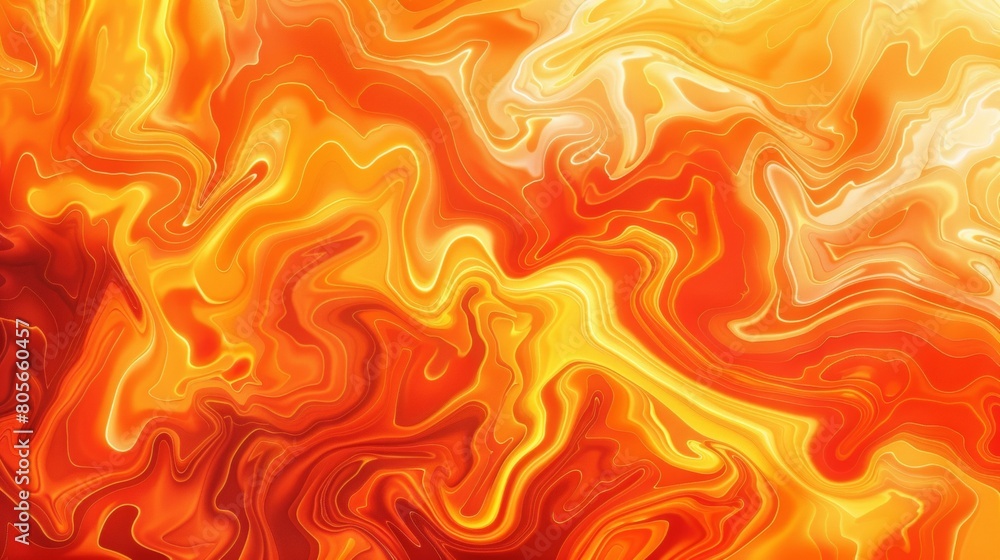 Poster a background of orange and red, featuring swirling patterns reminiscent of lava flow in an abstract 