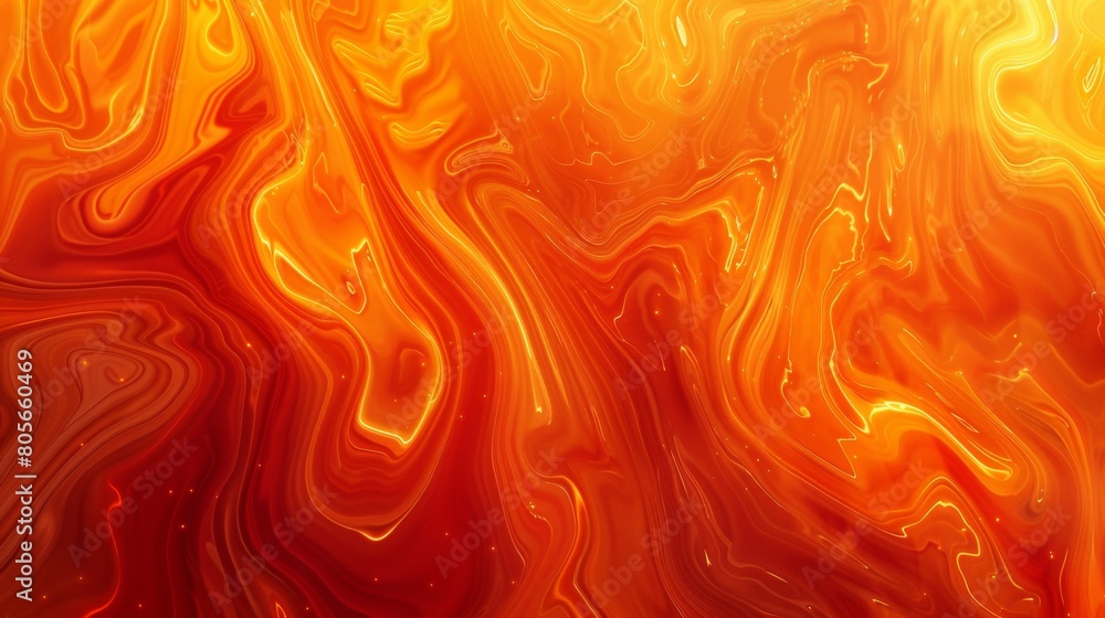 Poster a background of orange and red, featuring swirling patterns reminiscent of lava flow in an abstract 