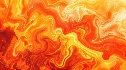 A background of orange and red, featuring swirling patterns reminiscent of lava flow in an abstract style. The colors blend seamlessly with the warm hues to create a sense of movement and energy.