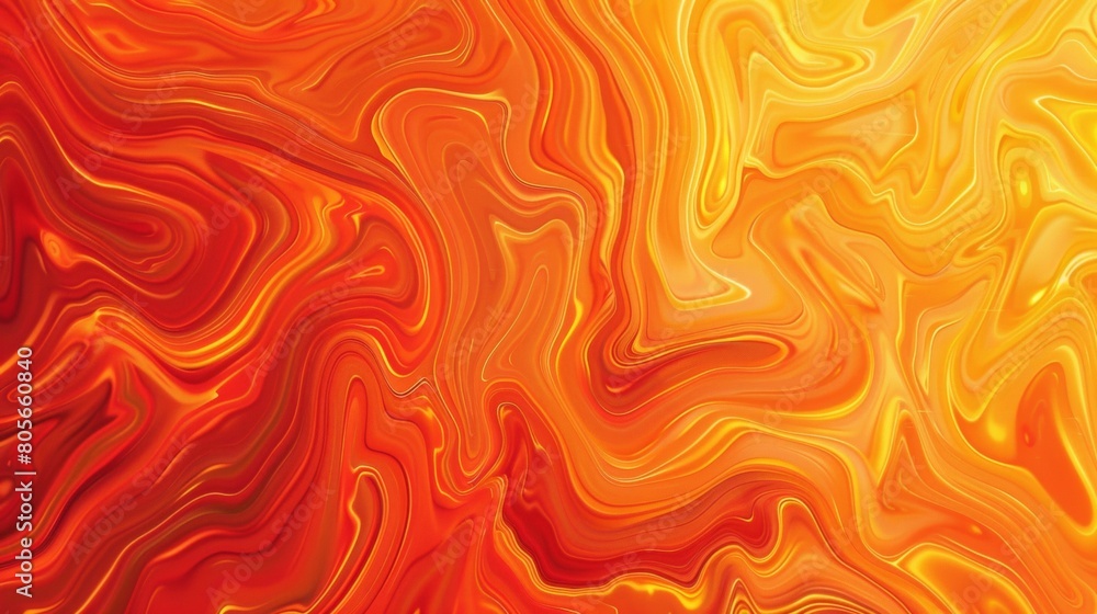 Poster a background of orange and red, featuring swirling patterns reminiscent of lava flow in an abstract 