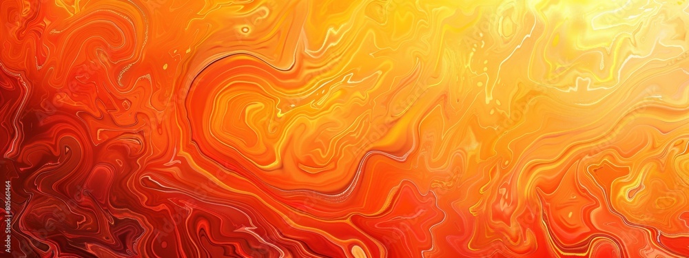 Poster a background of orange and red, featuring swirling patterns reminiscent of lava flow in an abstract 