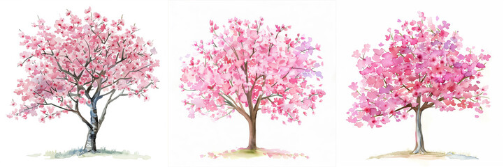 set of cherry blossom trees