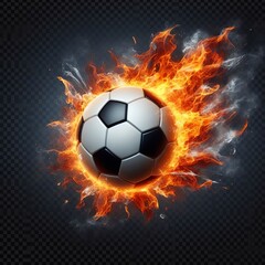 Fototapeta premium Soccer ball on fire on a transparent background