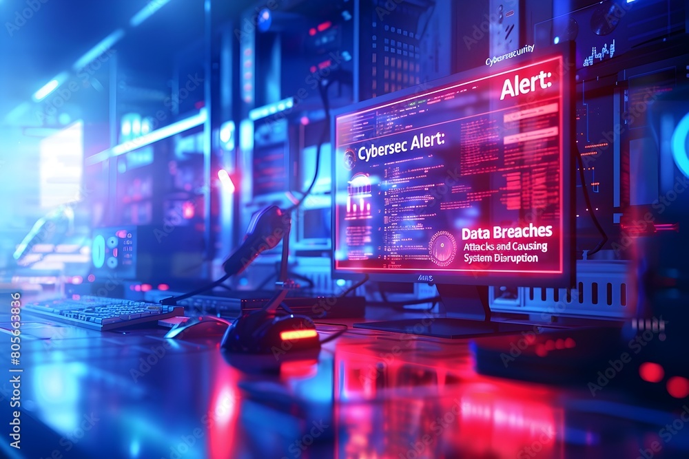 Poster photo of dynamic visualizations of cybersecurity alerts and data breach disruptions