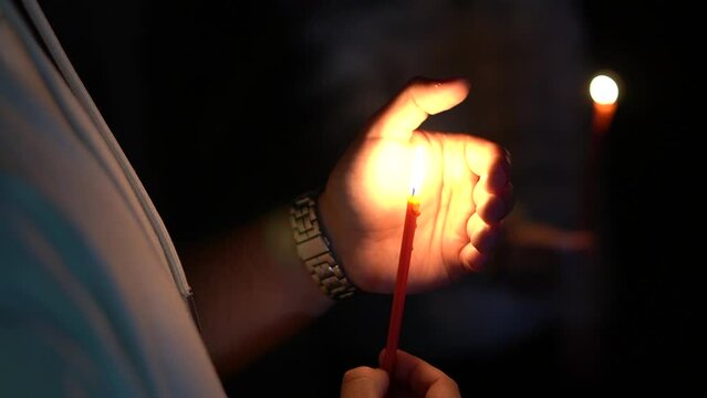 Candles are lit during church services. Christian traditions, holidays