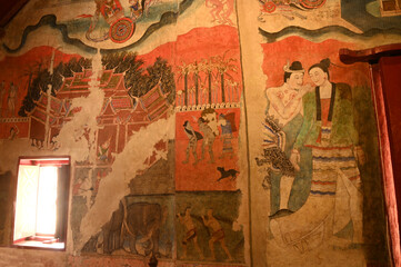 The most famous mural painting , name is Pu Man and Ya Man of a man whispering to the ear of a...