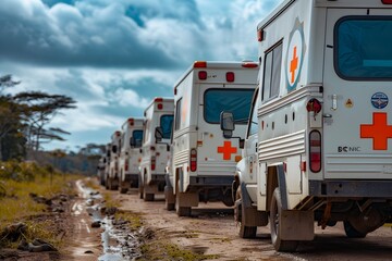 Convoy of Mobile Emergency Medical Units Providing Vital Healthcare in Disaster Zones