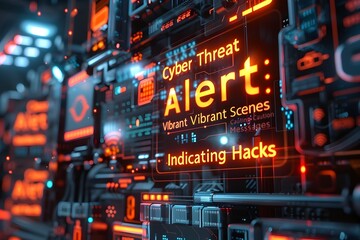 Photo of Vibrant Cyber Threat Alert Scenes with Warning Caution Messages Indicating Malicious Software and Hacks