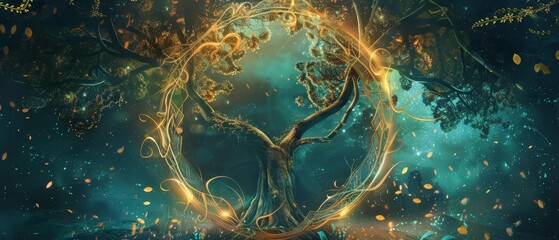 Discover the mystical with a beautiful illustration of the symbolic magic tree of life
