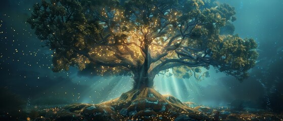 Discover the mystical with a beautiful illustration of the symbolic magic tree of life