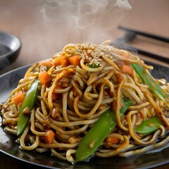 Stir Fry Noodles with Snow Peas and Carrots