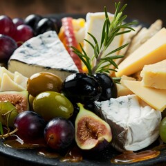 Olives Cheese and Figs Charcuterie Plate