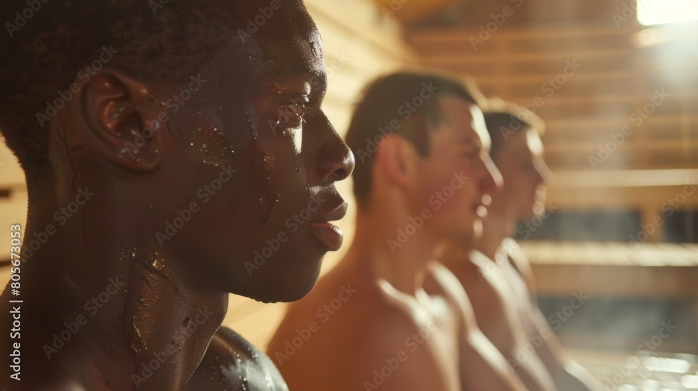 Poster a group of athletes discuss how saunas have become an essential part of their training regimen helpi