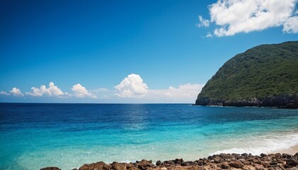 Obraz premium Paradise Ocean Horizon - Clear Blue Waters and Rocks