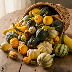 Basket of Squash and Gourds