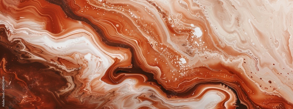 Poster a closeup of an abstract marble pattern, with swirling patterns in shades of brown and white resembl