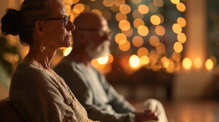 Obraz premium A gentle couples meditation session focusing on gratitude and appreciation for each other.