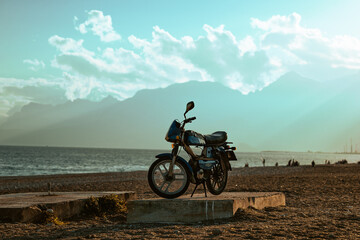 Epic motorcycle at the beach in Turkey