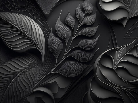 Elegant black floral textured background